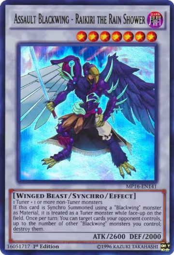 Assault Blackwing - Raikiri the Rain Shower (MP16-EN141), 2016 Mega-Tins Mega Pack — Yu-Gi-Oh! card price