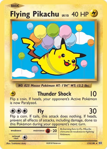 Flying Pikachu (110/108), XY - Evolutions — Pokémon card price