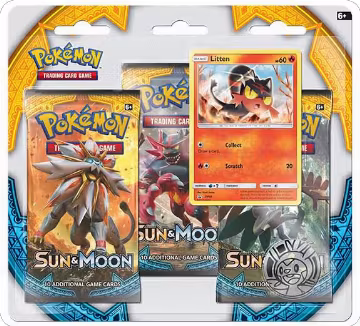 Sun & Moon Base Set 3 Pack Blister [Litten], SM Base Set — Pokémon sealed product price