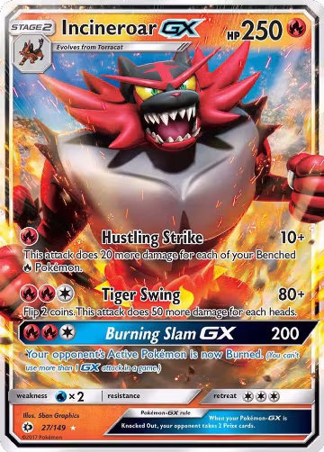 Incineroar GX (27/149), SM Base Set — Pokémon card price