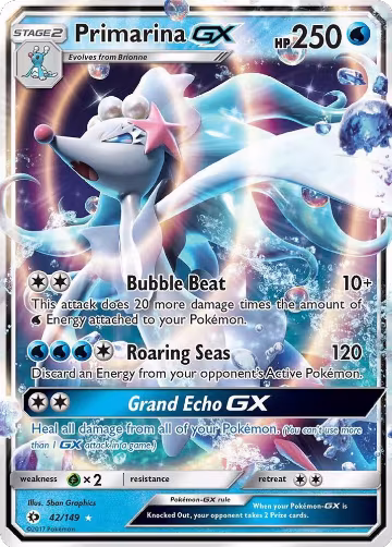 Primarina GX (42/149), SM Base Set — Pokémon card price