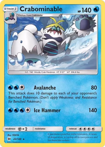 Crabominable (43/149), SM Base Set — Pokémon card price