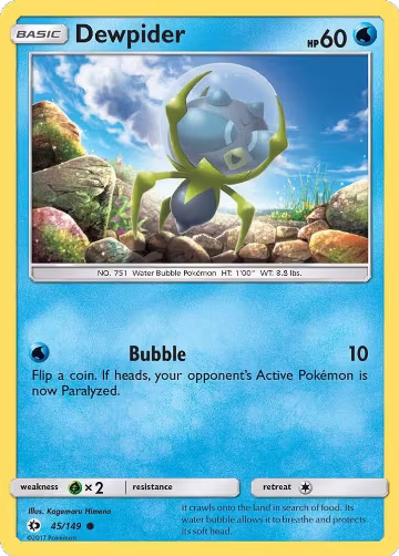 Dewpider (45/149), SM Base Set — Pokémon card price