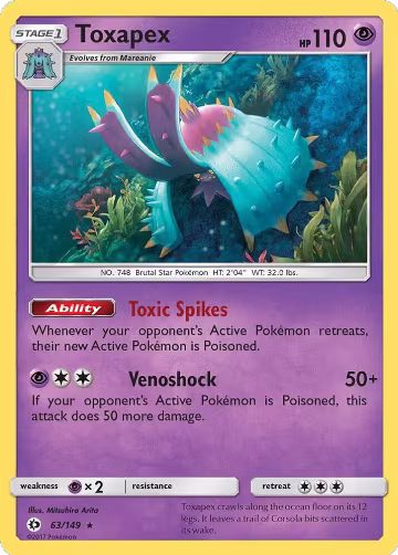 Toxapex (63/149), SM Base Set — Pokémon card price