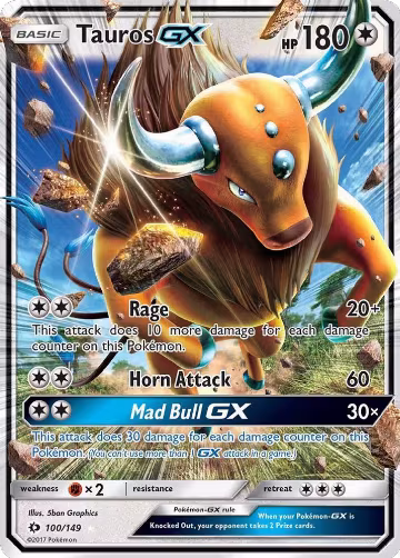 Tauros GX (100/149), SM Base Set — Pokémon card price