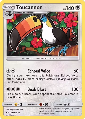 Toucannon (108/149), SM Base Set — Pokémon card price