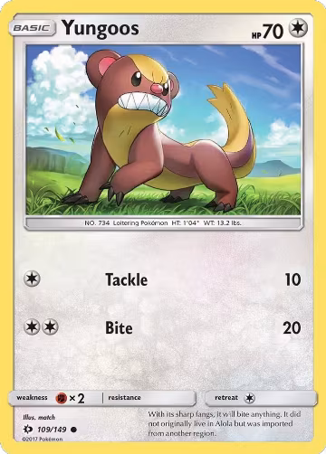 Yungoos (109/149), SM Base Set — Pokémon card price