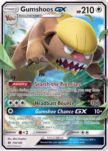 Gumshoos GX (110/149), SM Base Set — Pokémon card price