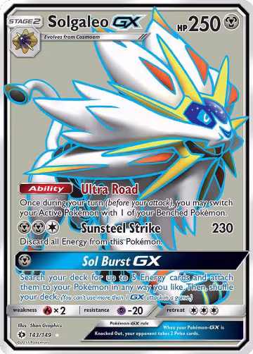 Solgaleo GX (Full Art) (143/149), SM Base Set — Pokémon card price