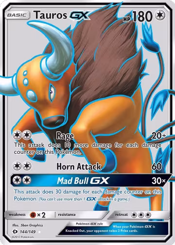 Tauros GX (Full Art) (144/149), SM Base Set — Pokémon card price