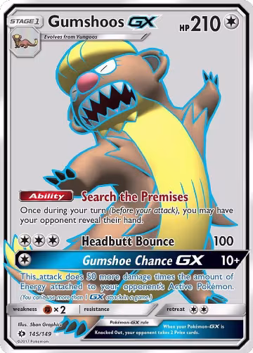 Gumshoos GX (Full Art) (145/149), SM Base Set — Pokémon card price