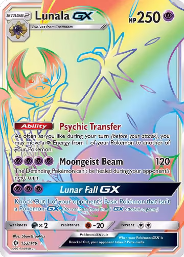 Lunala GX (Secret) (153/149), SM Base Set — Pokémon card price