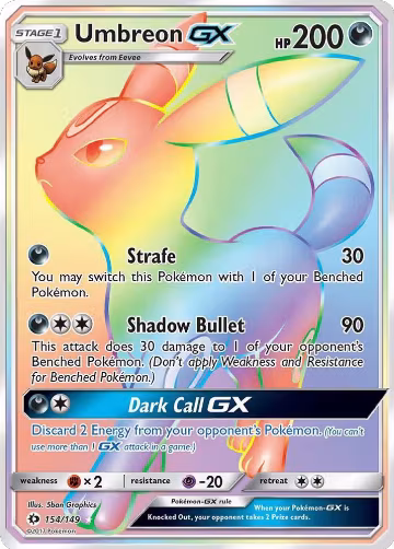 Umbreon GX (Secret) (154/149), SM Base Set — Pokémon card price