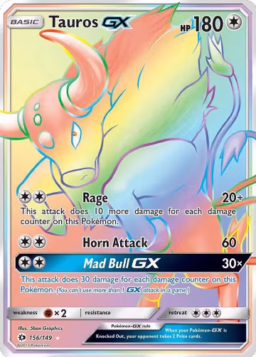 Tauros GX (Secret) (156/149), SM Base Set — Pokémon card price