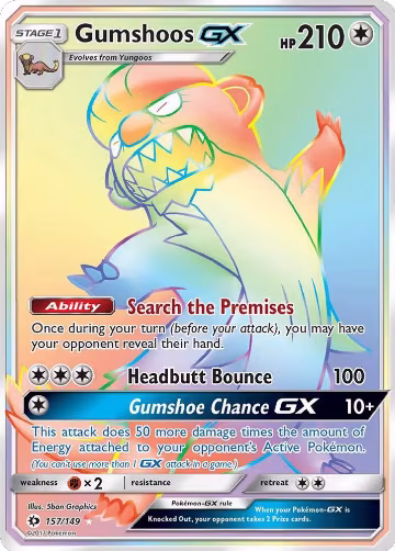 Gumshoos GX (Secret) (157/149), SM Base Set — Pokémon card price