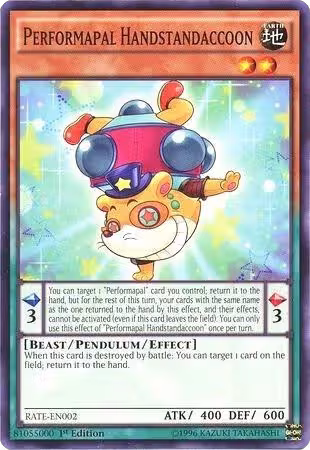 Performapal Handstandaccoon (RATE-EN002), Raging Tempest — Yu-Gi-Oh! card price