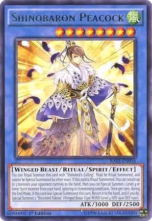 Shinobaron Peacock (RATE-EN038), Raging Tempest — Yu-Gi-Oh! card price
