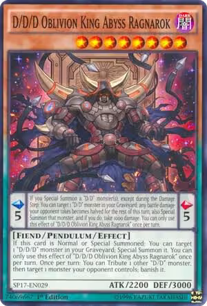 D/D/D Oblivion King Abyss Ragnarok (Starfoil) (SP17-EN029) — card price