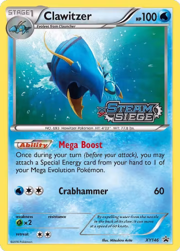 Clawitzer (XY Steam Siege Prerelease) (XY146), XY Promos — Pokémon card price