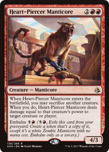 Heart-Piercer Manticore (138), Amonkhet — Magic card price