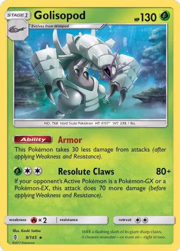 Golisopod (9/145), SM - Guardians Rising — Pokémon card price