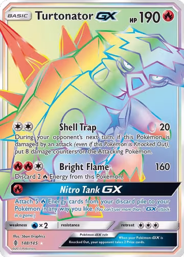 Turtonator GX (Secret) (148/145), SM - Guardians Rising — Pokémon card price
