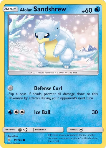 Alolan Sandshrew (19/145), SM - Guardians Rising — Pokémon card price