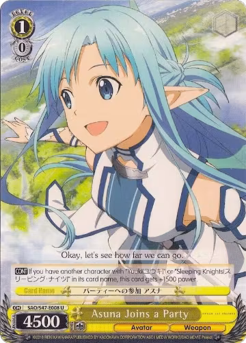 Asuna Joins a Party (SAO/S47-E008 U), Sword Art Online Re: Edit — Weiß Schwarz card price