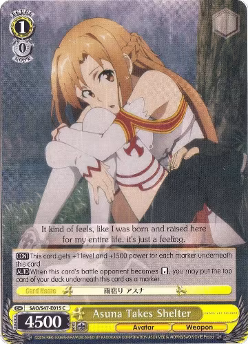 Asuna Takes Shelter (SAO/S47-E015 C), Sword Art Online Re: Edit — Weiß Schwarz card price