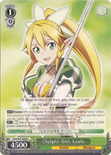 Sylph Girl, Leafa (SAO/S47-E040 C), Sword Art Online Re: Edit — Weiß Schwarz card price
