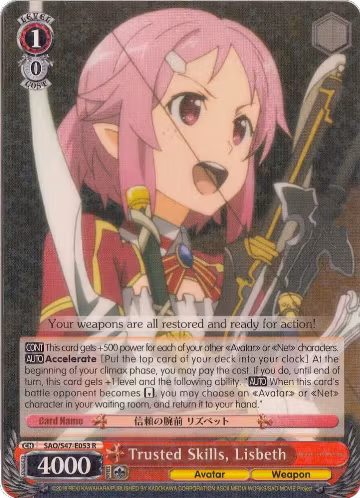 Trusted Skills, Lisbeth (SAO/S47-E053 R), Sword Art Online Re: Edit — Weiß Schwarz card price