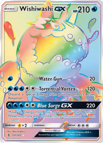 Wishiwashi GX (Secret) (151/145), SM - Guardians Rising — Pokémon card price