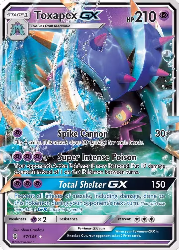 Toxapex GX (57/145), SM - Guardians Rising — Pokémon card price