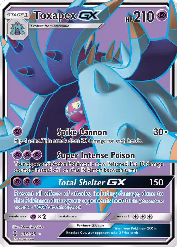 Toxapex GX (Full Art) (136/145), SM - Guardians Rising — Pokémon card price