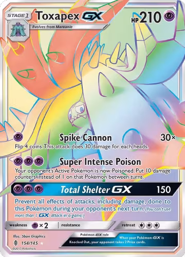 Toxapex GX (Secret) (154/145), SM - Guardians Rising — Pokémon card price