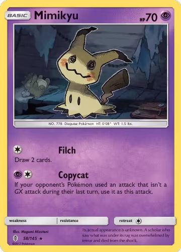 Mimikyu (58/145), SM - Guardians Rising — Pokémon card price
