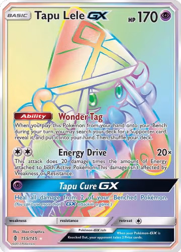 Tapu Lele GX (Secret) (155/145), SM - Guardians Rising — Pokémon card price