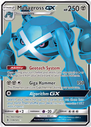 Metagross GX (Full Art) (139/145), SM - Guardians Rising — Pokémon card price