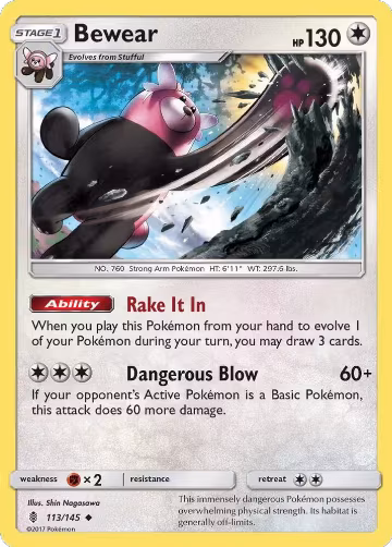 Bewear (113/145), SM - Guardians Rising — Pokémon card price