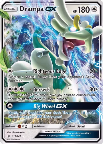 Drampa GX (115/145), SM - Guardians Rising — Pokémon card price