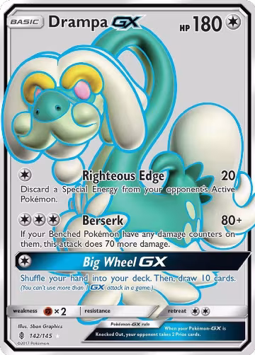 Drampa GX (Full Art) (142/145), SM - Guardians Rising — Pokémon card price