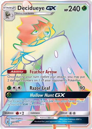 Decidueye GX (Secret) (146/145), SM - Guardians Rising — Pokémon card price