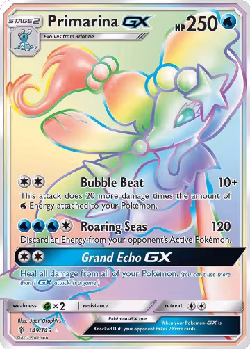 Primarina GX (Secret) (149/145), SM - Guardians Rising — Pokémon card price