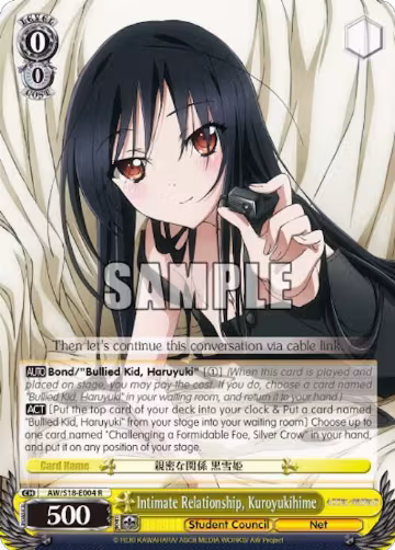 Intimate Relationship, Kuroyukihime (AW/S18-E004 R), Accel World — Weiß Schwarz card price