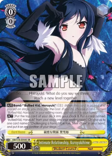 Intimate Relationship, Kuroyukihime (SR) (AW/S18-E004S SR), Accel World — Weiß Schwarz card price