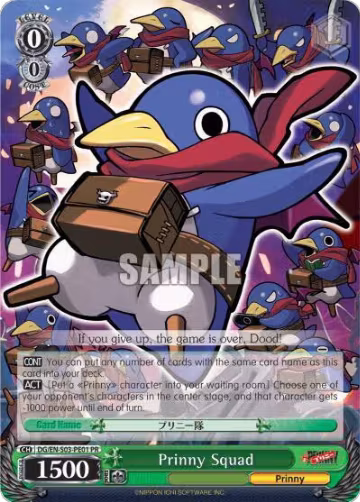 Prinny Squad (Alternate Art Promo) (DG/EN-S03-PE01 PR), Disgaea — Weiß Schwarz card price