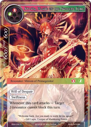 Sylvia, Blade of the Supreme King (ENW-092), Echoes of the New World — Force of Will card price