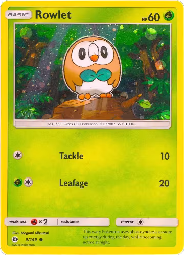 Rowlet - 9/149 (Cosmos Holo) (009/149), Miscellaneous Cards & Products — Pokémon card price
