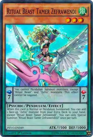 Ritual Beast Tamer Zefrawendi (PEVO-EN049), Pendulum Evolution — Yu-Gi-Oh! card price
