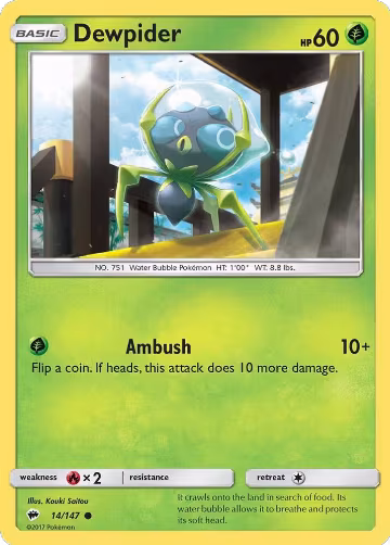 Dewpider (14/147), SM - Burning Shadows — Pokémon card price